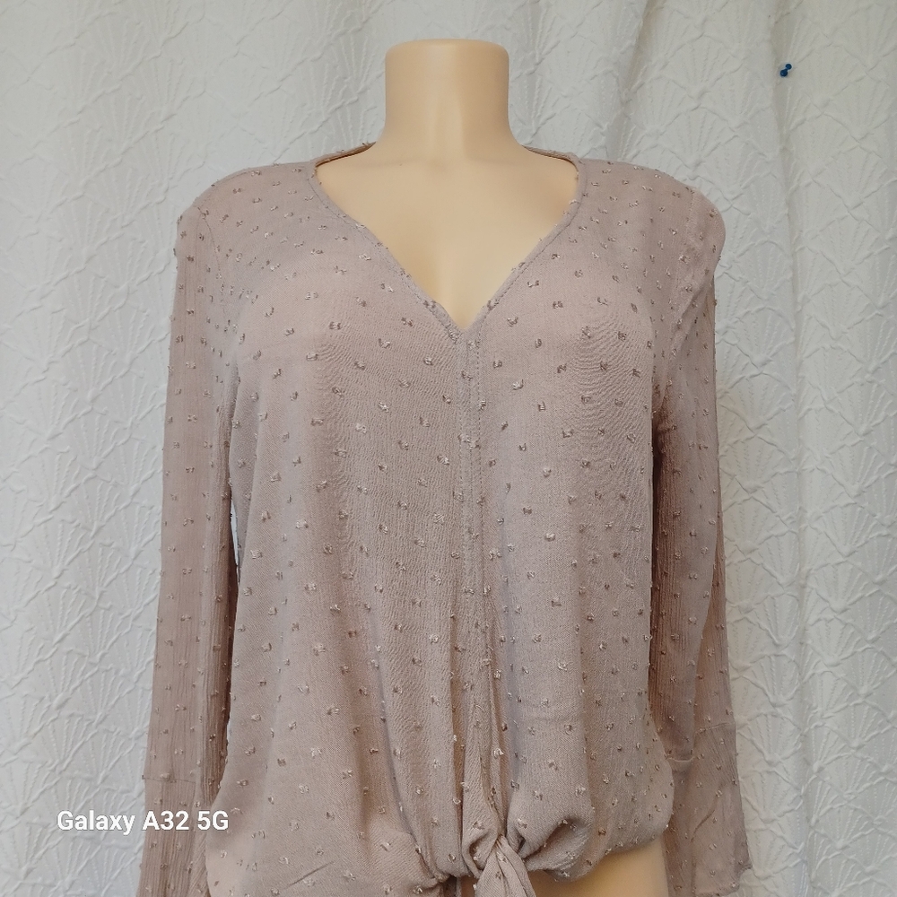 Entro Women's Blouse - Light Pink Tie-Front Size M - Picture 6 of 16